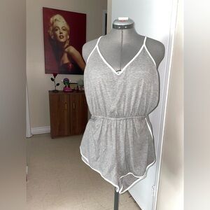 forever 21 grey ribbed halter romper